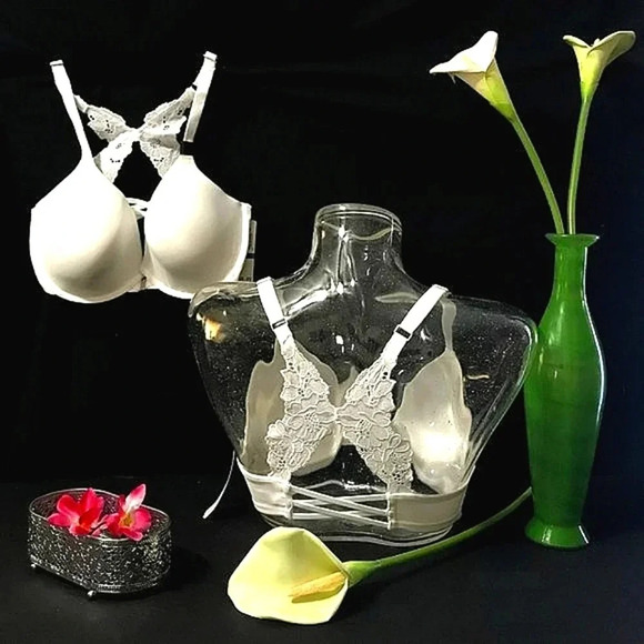 38DD Unveiled Felina Beautiful Love Front Close Underwire Bra White NWT - Picture 11 of 12